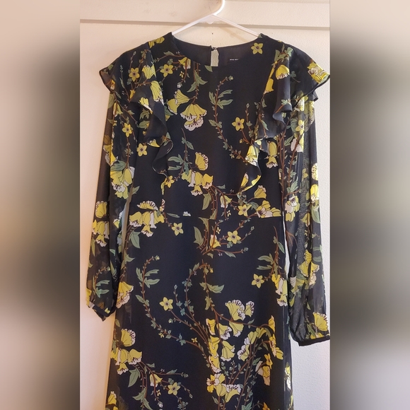 Who What Wear Black Floral Dress Long Sleeve Size XS - Picture 3 of 10